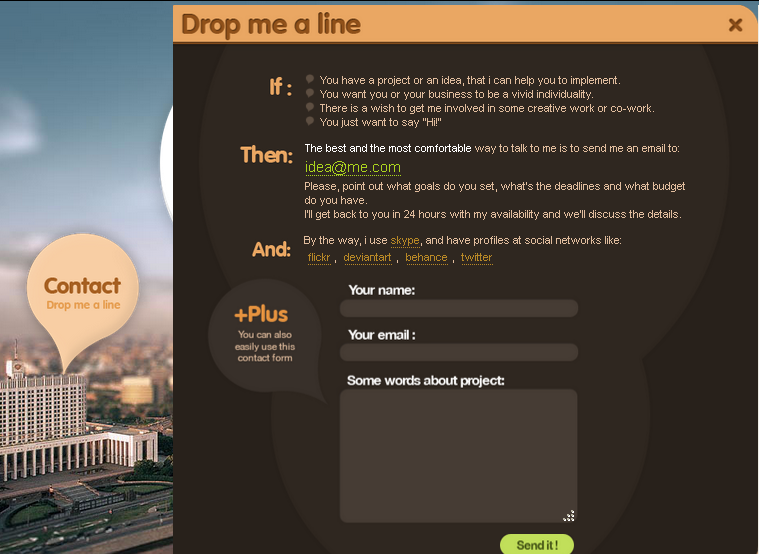 Alex Arts Contact Us Page